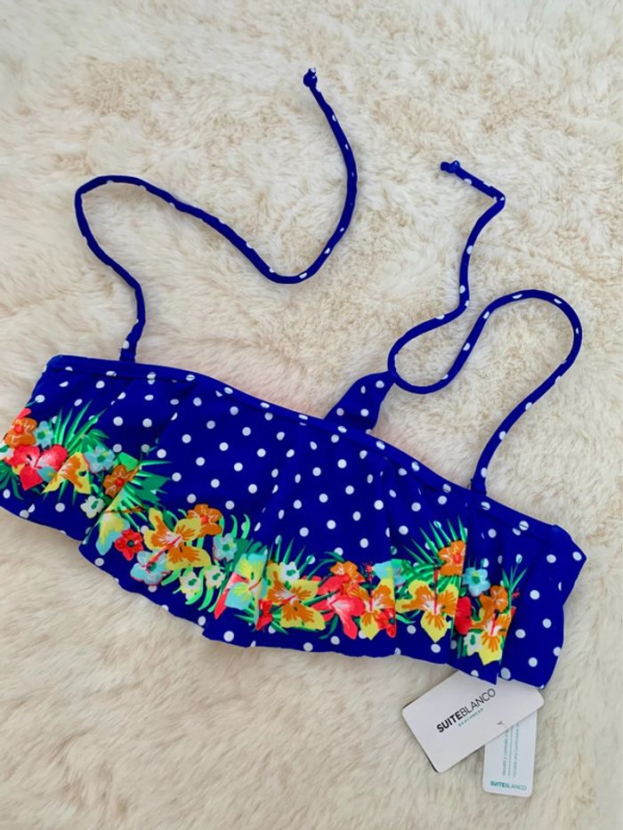 Bikini bleu électrique à pois - photo numéro 2