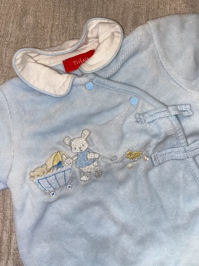 Pyjama bleu Tissaia avec éléphant et poussette - photo numéro 3