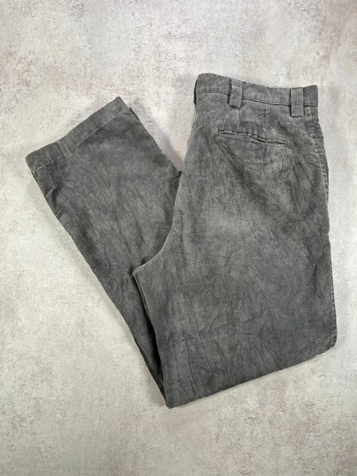 Pantalon Vintage En Velours Côtelé / Corduroy reaction gris et droit urbain taille 34X30