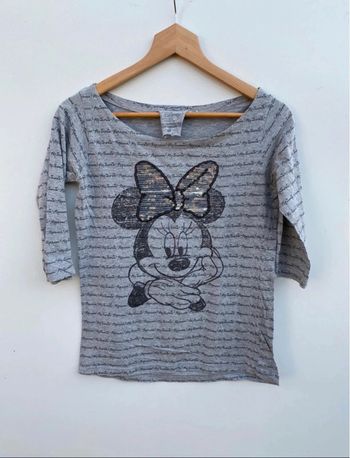 Teeshirt Disney Minnie Mouse Gris - Taille L, Manches 3/4, État Impeccable !