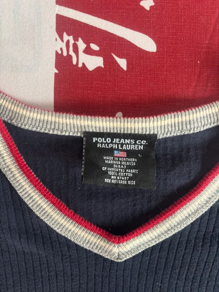 Sweat col V Polo Jeans Cc Ralph Lauren vintage made in nothern Mariana Islands taille Xl/Xxl - photo numéro 3