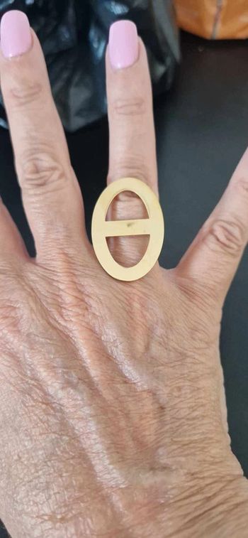 Bague réglable acier inoxydable or médaille ovale ouverte