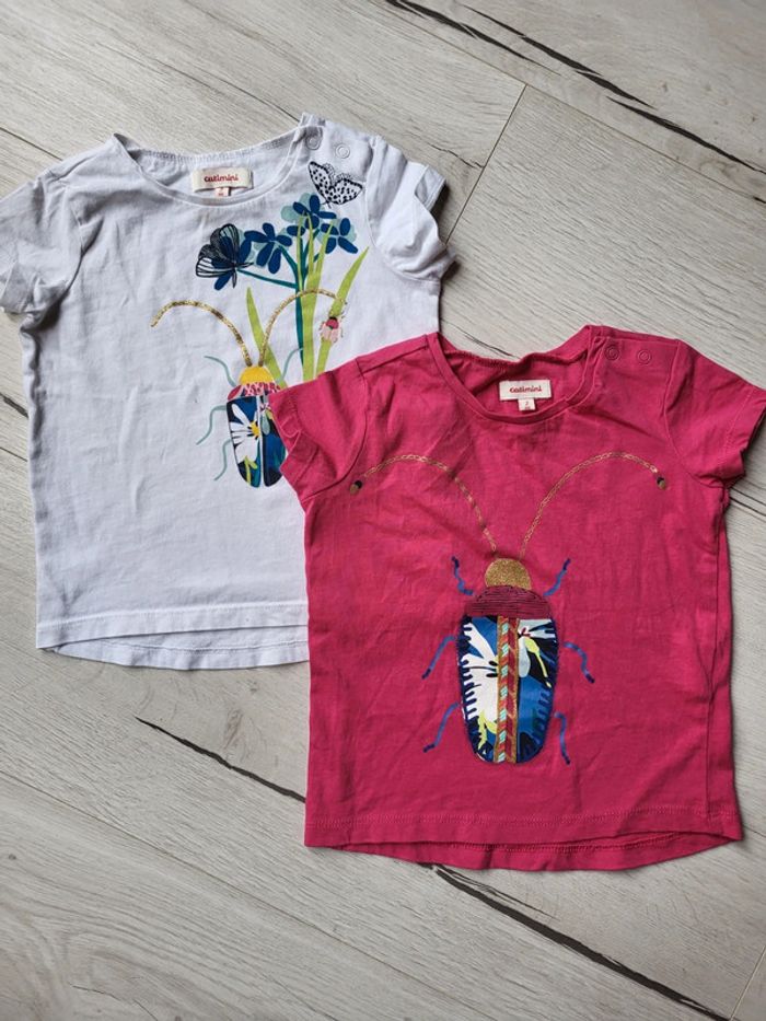 Lot de 2 tee shirts été fille 2ans catimini scarabées