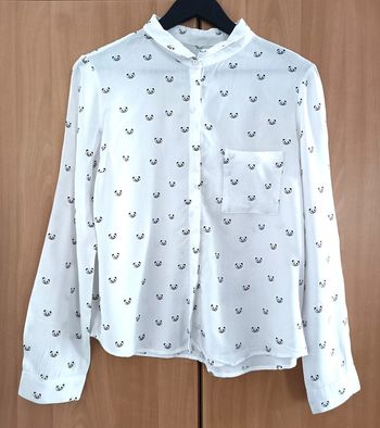 Chemisier blanc a tete de panda. Coton. Taille 40
