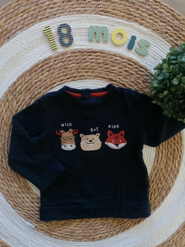 Sweat bleu marine à motifs - C&A - Taille 86