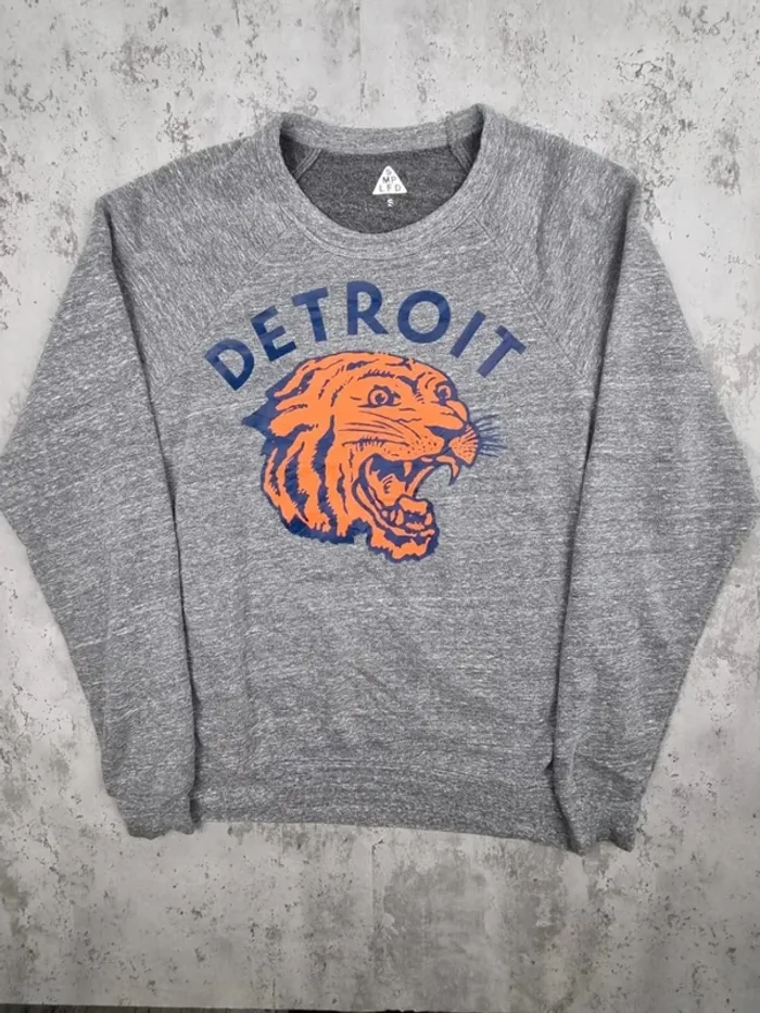 Sweat universitaire Detroit – Gris – Taille S Hommes (mesures en photos) - photo numéro 3