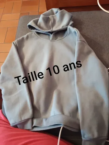 Sweat à capuche gris taille 10 ans