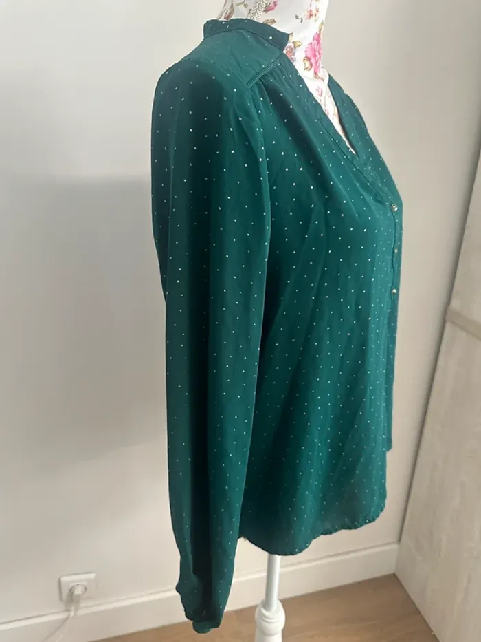 Chemise verte à pois doré - photo numéro 2