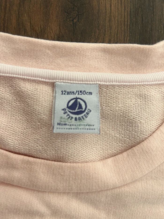 Sweat tee shirt MC petit bateau rose pale 12ans - photo numéro 3