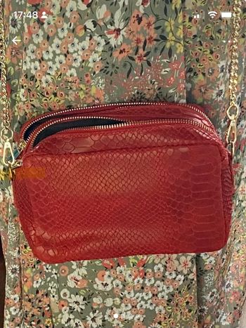 Sac à bandoulière cuir rouge reptile