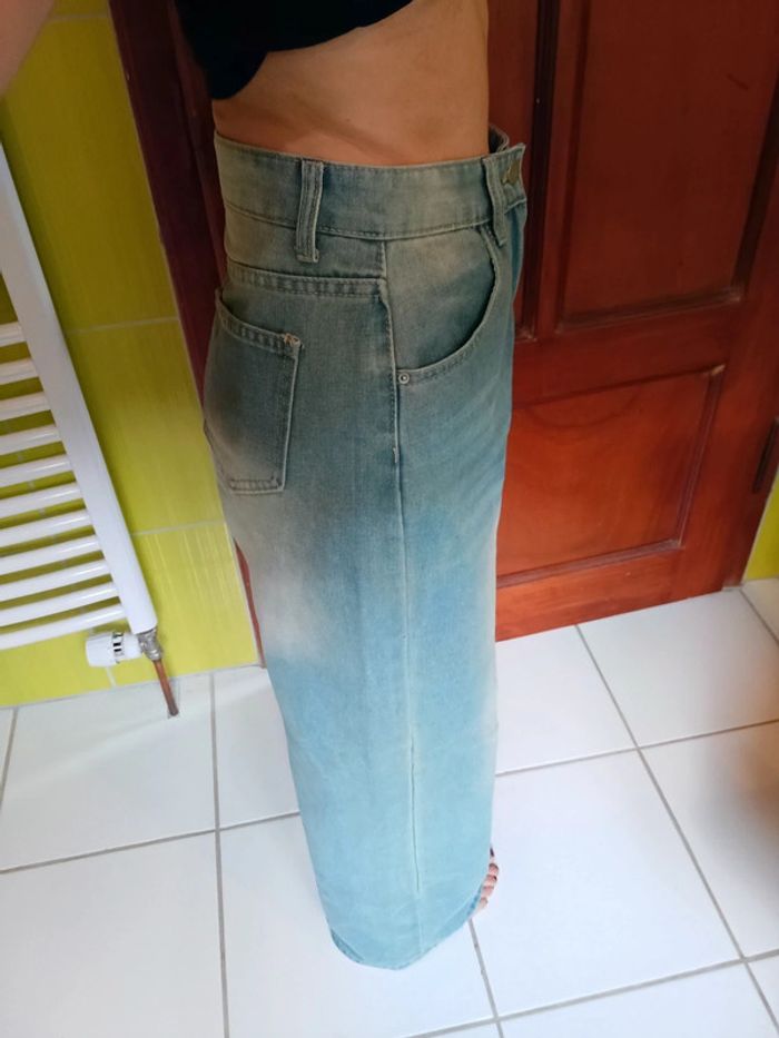 Simili Jeans femme bleu clair jambes larges Dazy - photo numéro 8