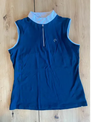 Débardeur Equitheme – Taille L – Bleu Marine avec Col Blanc – Très Bon État