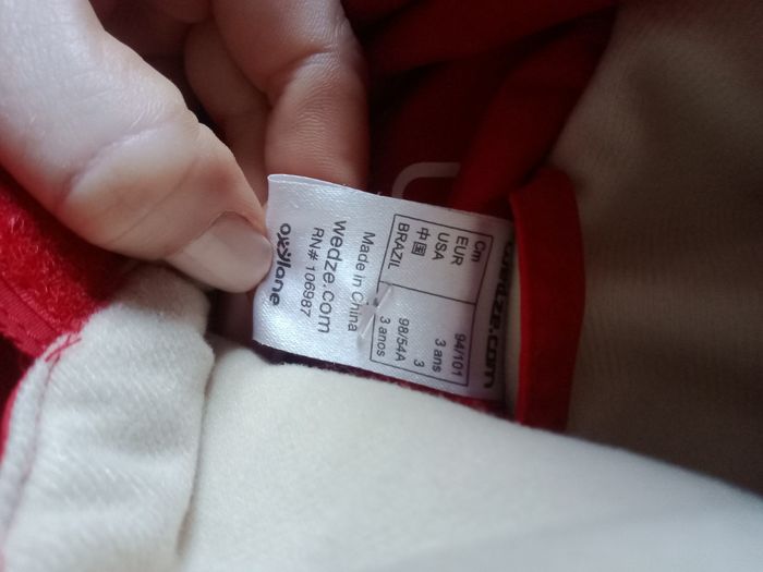 Combinaison de ski rouge taille 3 ans wed'ze - photo numéro 2