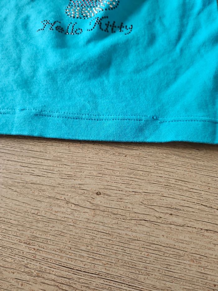 T shirt fille à manches courtes, bleu turquoise, avec sequins, Hello Kitty, 5 ans - photo numéro 5