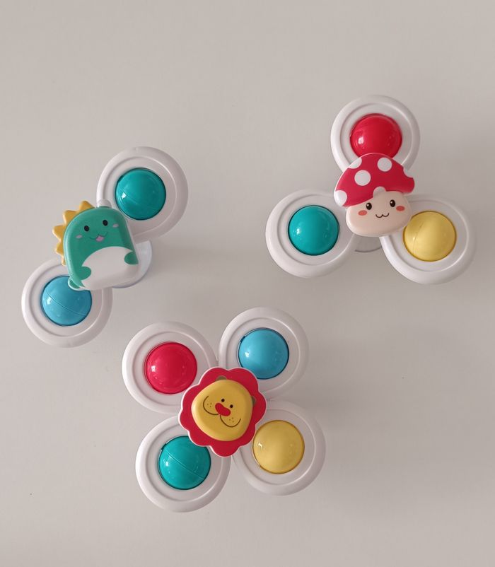 NEUF 💚 Spinners bébé  x3 Toupie avec ventouse .  jouet d'éveil sensoriel - photo numéro 5