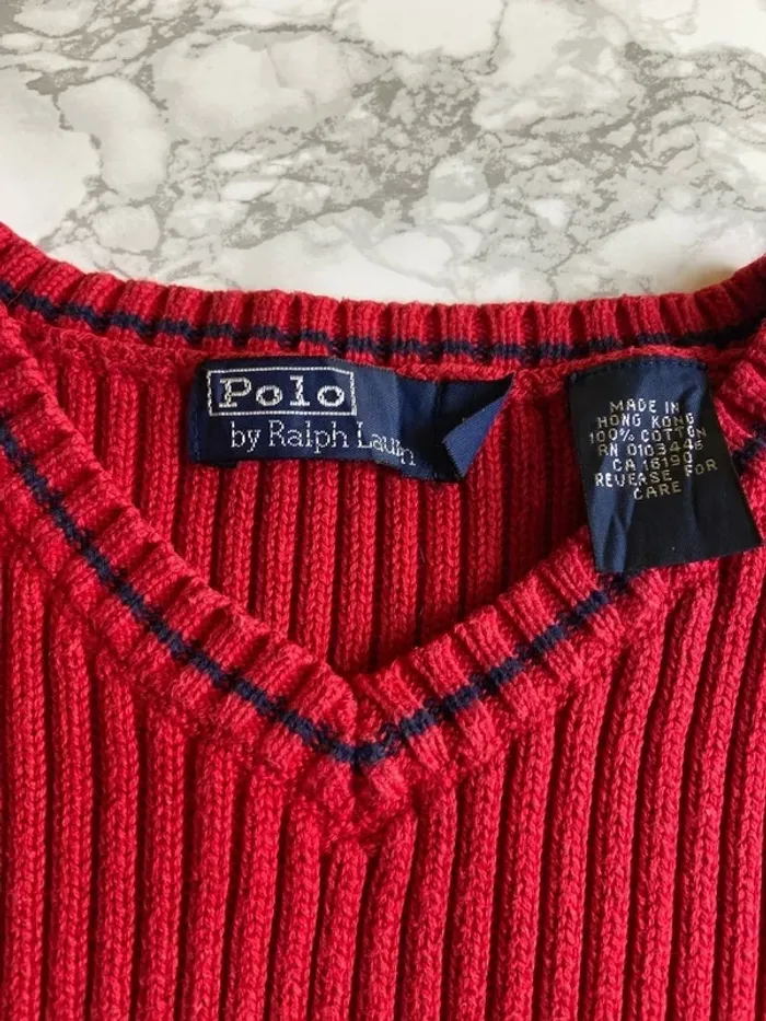 Pull Ralph Lauren enfant rouge sans manches – Taille 5 ans garçon - photo numéro 2