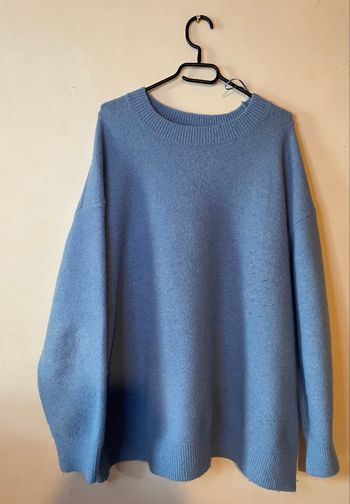Pull oversize bleu clair Zara L – Col rond – Style cocooning