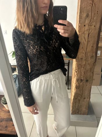 Haut transparent dentelle taille M Kiabi noir
