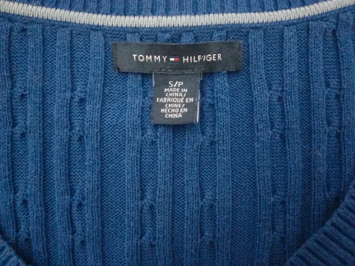 Pull torsadé Tommy Hilfiger Femme Bleu Col V - photo numéro 5