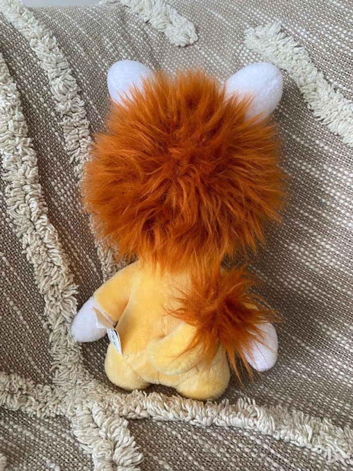 Peluche doudou 26cm lapins cretins lapin blanc déguisé en lion jaune orange Très bon état - photo numéro 3