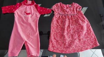 Robe okaidi 86cm+une combinaison de piscine 12mois