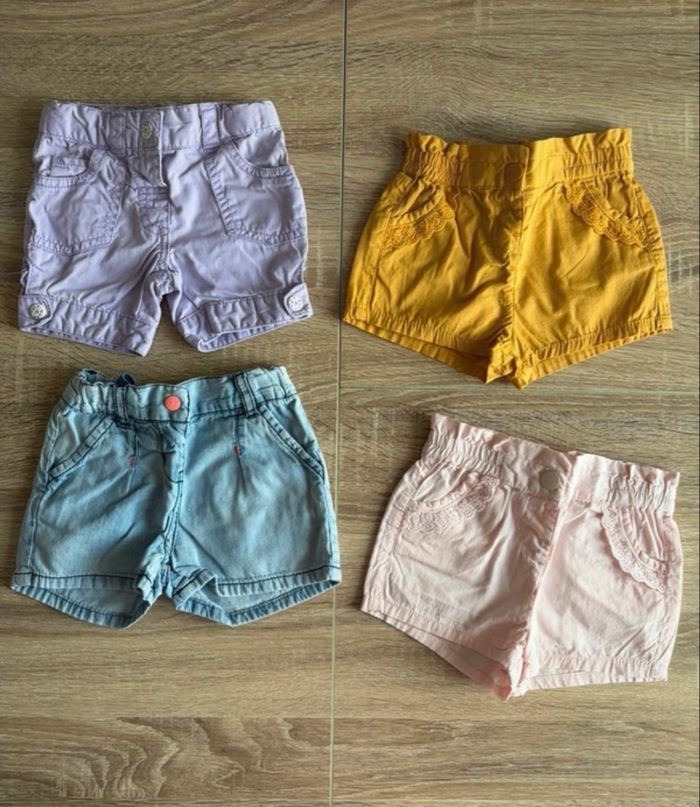 Short Tout-en-un Bébé Fille Fleurs Roses 18-24 Mois - 100% Coton - Très Bon état Occasion