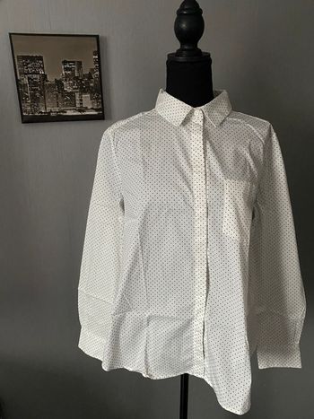 Chemisier blanc à pois noir