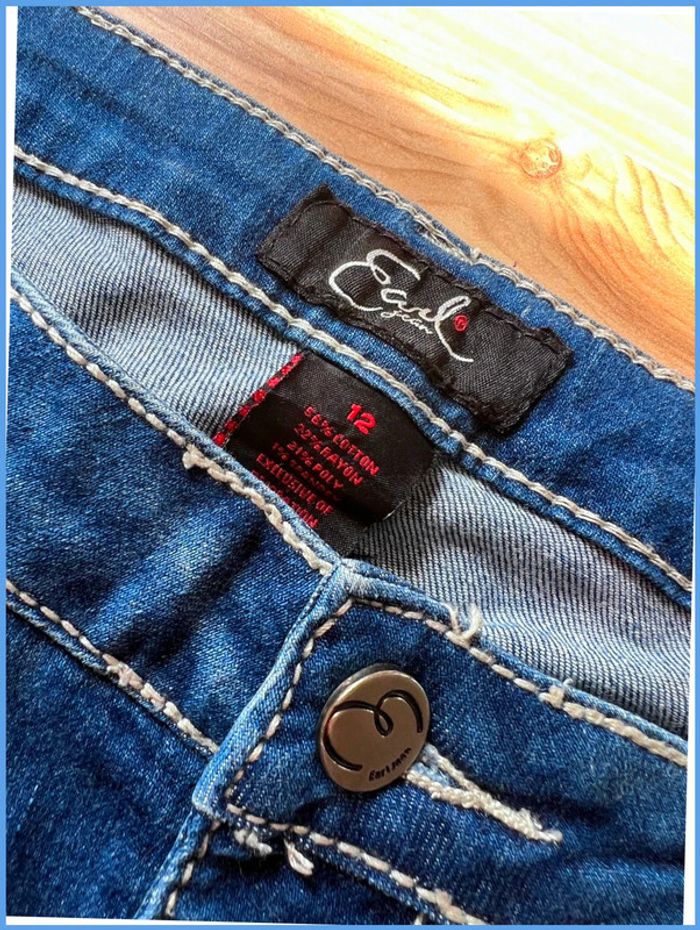 Short en jean vintage femme M/L – broderie et strass - photo numéro 13