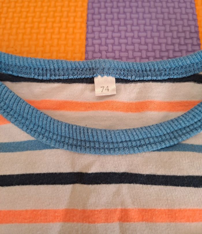 T-shirt manches courtes rayures multicolores, zeeman, taille 12 mois (74 cm) - photo numéro 3