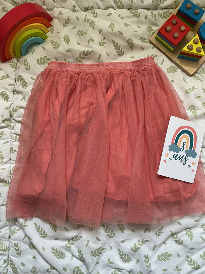 jupe en tulle corail à paillettes avec jupon 8 ans caprice de fille - photo numéro 2
