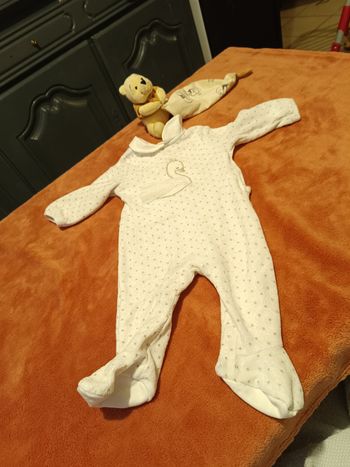 Pyjama bébé fille 3 mois Obaïbi blanc doux et confortable