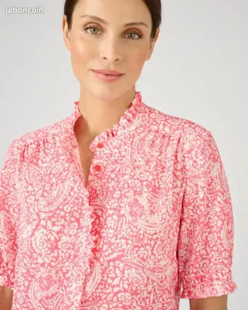 Chemisier fantaisie volantée - rose indien - taille 46 - DAMART