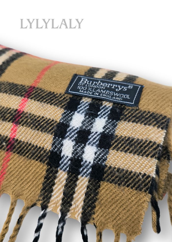 🧣 Écharpe vintage Burberrys of London en pure laine d’agneau – motif camel classique - photo numéro 4