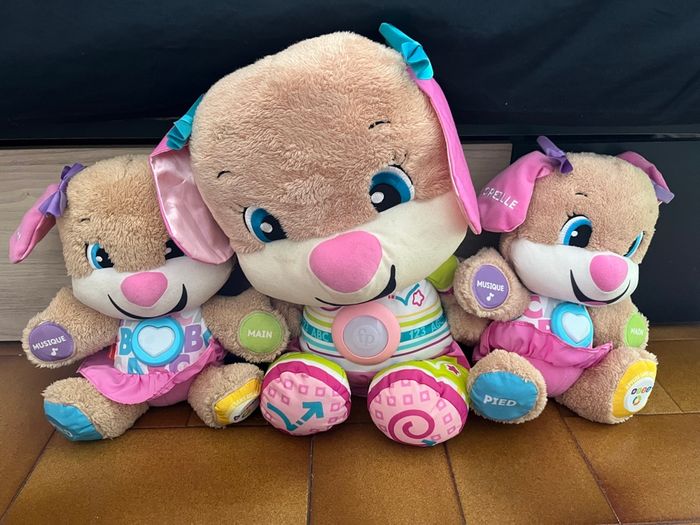 Lot de 3 peluches sonores