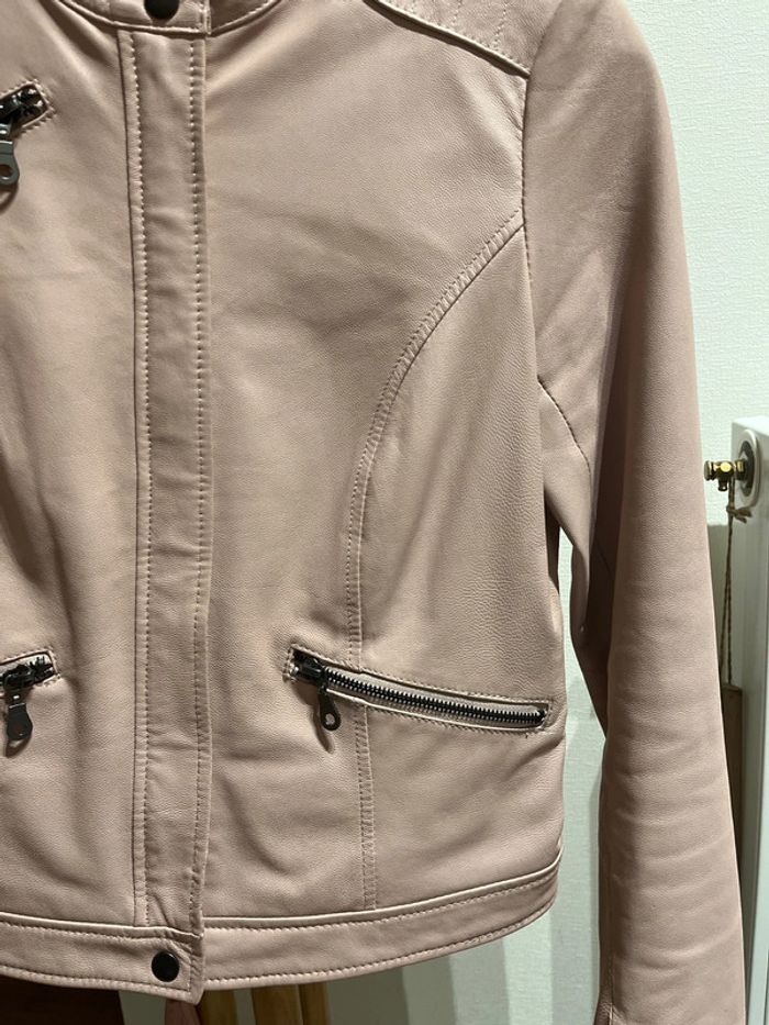 Veste Perfecto Rose en Cuir - photo numéro 4
