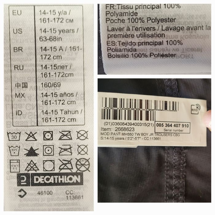 Décathlon Pantalon de randonnée modulable 2en1-T14/15ans-161/172cm-Mod MH550-Gris-Taille réglable - photo numéro 6