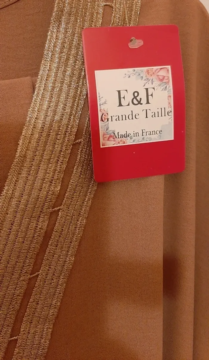 Ensemble tunique et palazzo camel et doré fabriqué en France - photo numéro 4