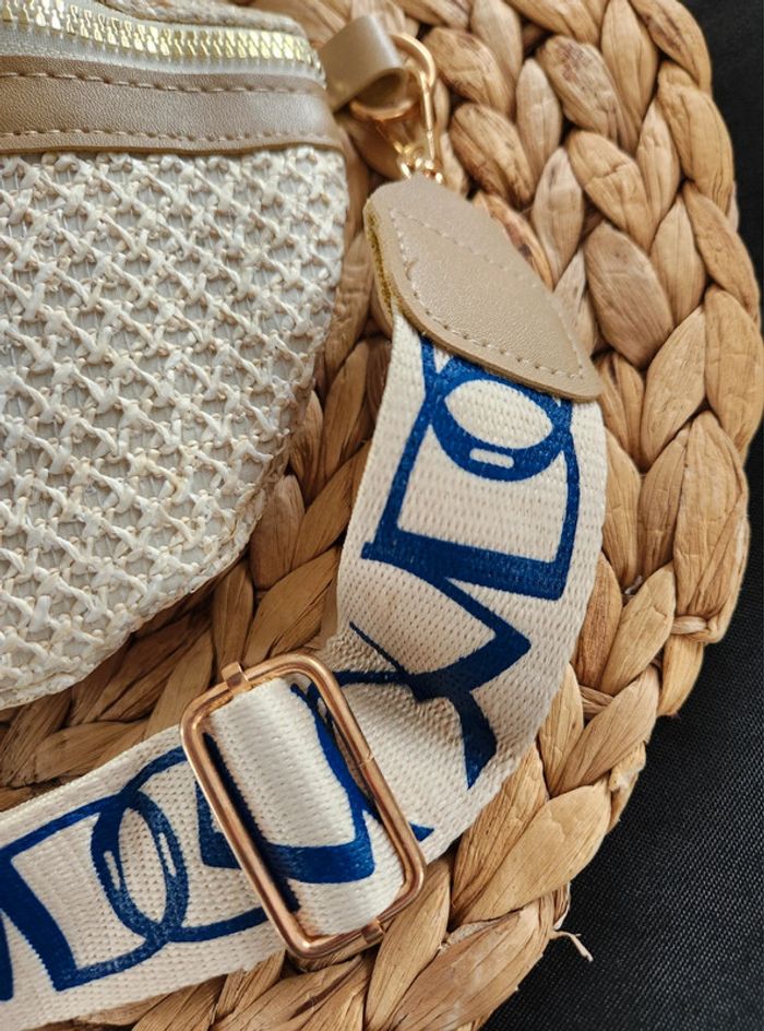Sac banane tressé paille beige - photo numéro 5