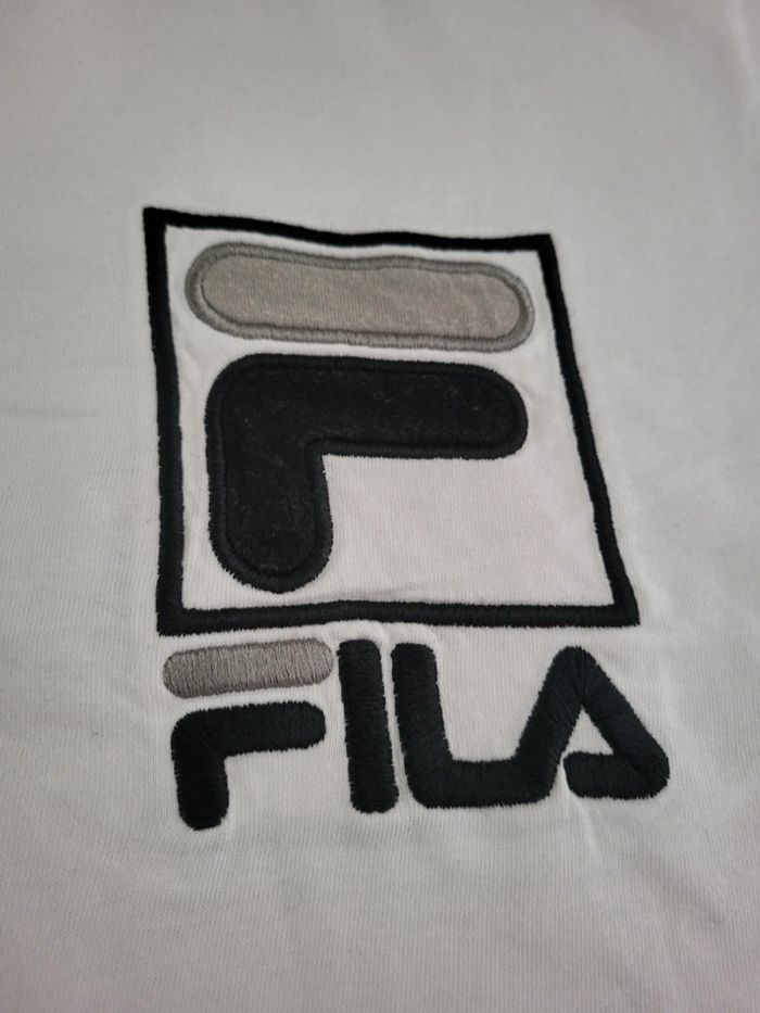 T-shirt Fila vintage blanc logo brodé 100% coton avec QR code - M - photo numéro 3