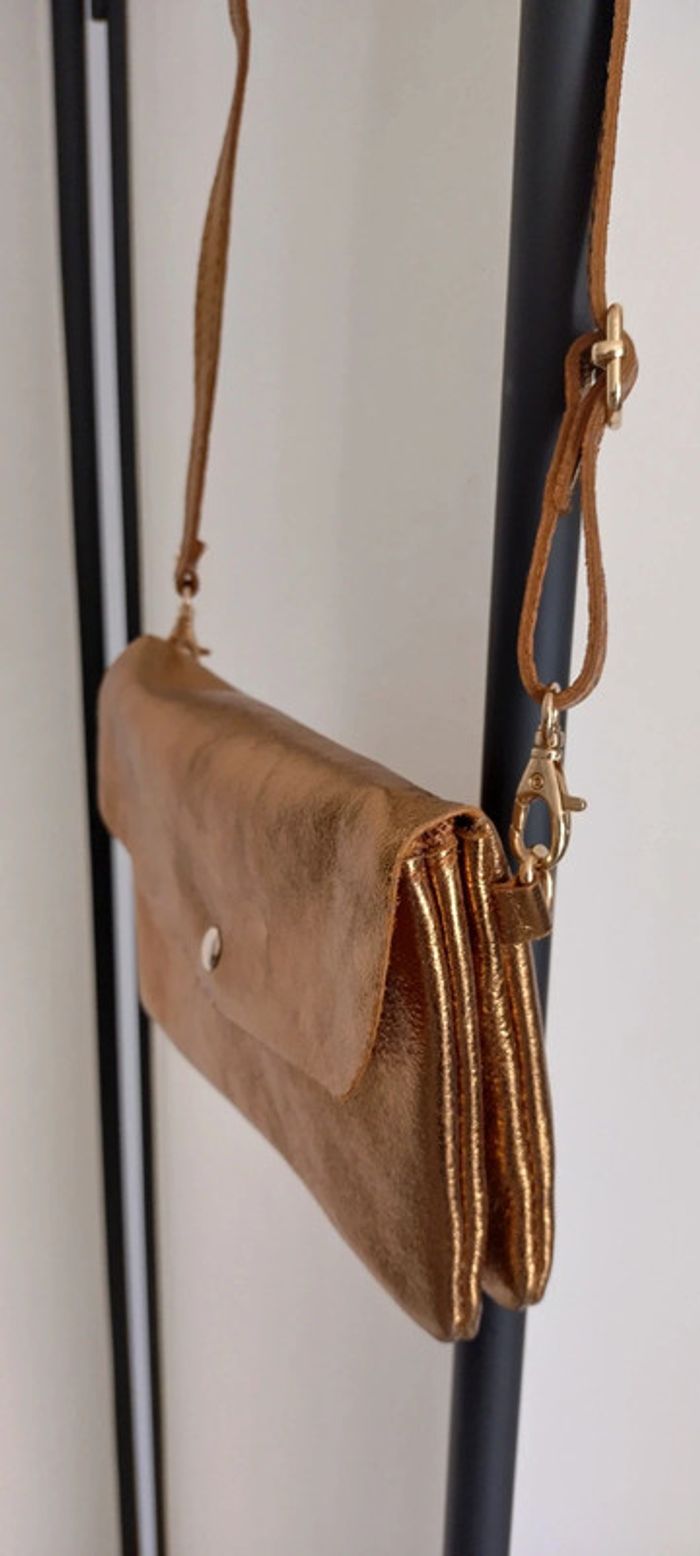 Sac pochette Bohm "Bahamas" cuir doré - photo numéro 2