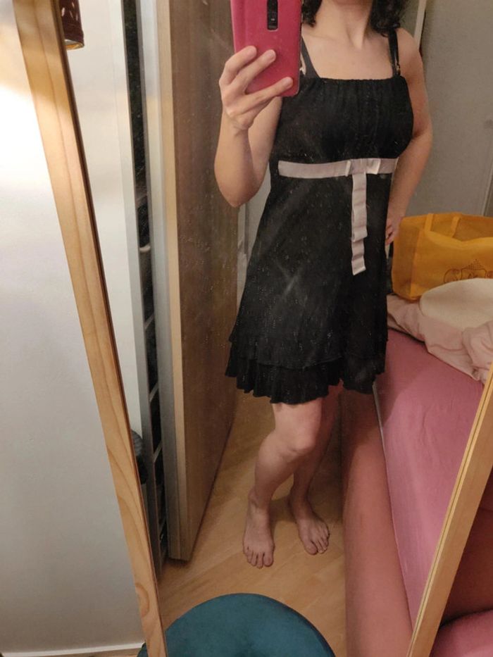 Robe noire et ceinture argentée avec ou sans bretelle - photo numéro 3