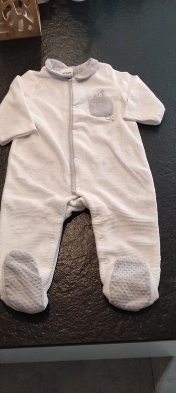 Pyjama blanc bleu velours bébé garçon Tape à l'œil 6 mois 68cm
