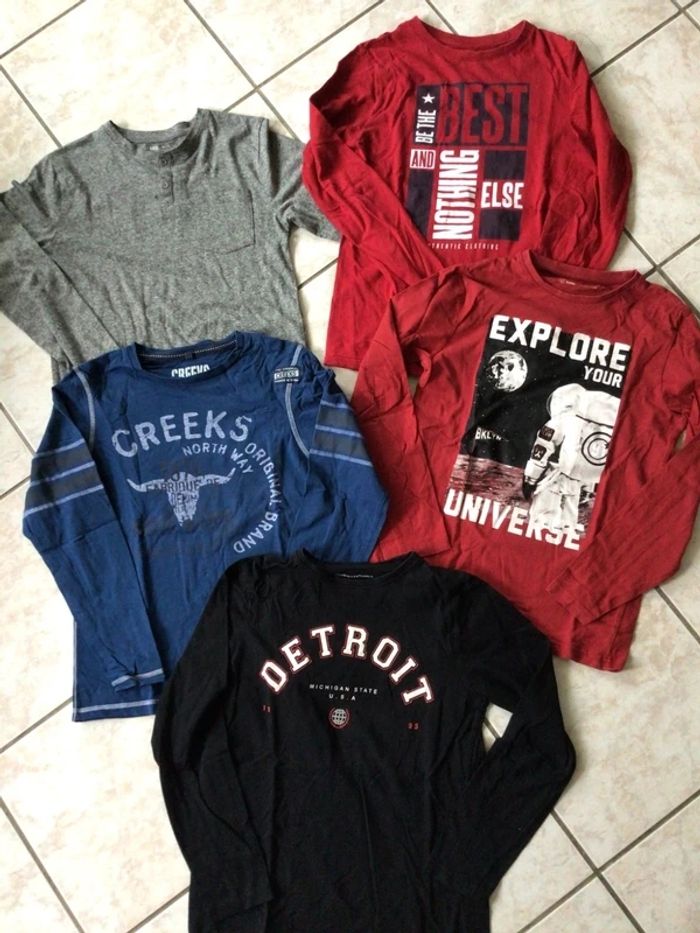 Lot de 5 maillots manches longues garçon 11-12 ans