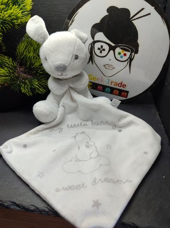 doudou mouchoir lapin m'y little bunny sweet dreams blanc gris étoile simba toys