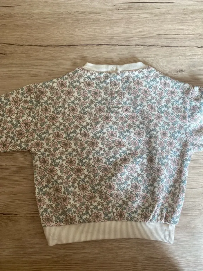 Lot de 2 pulls molletonné hiver fille imprimé fleurs/papillon 3mois Gémo - photo numéro 5