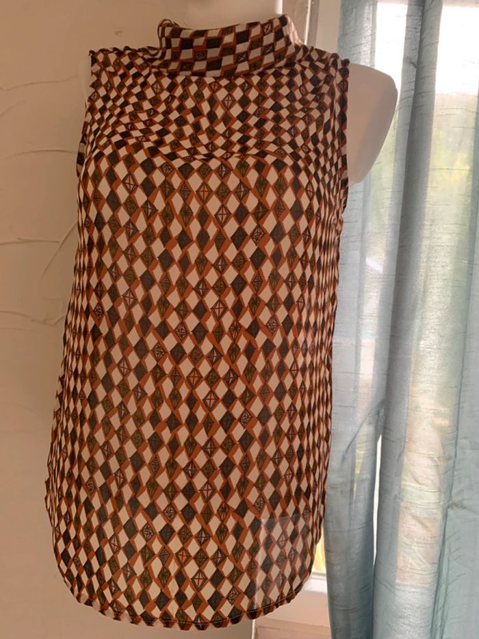 Blouse Monoprix motifs losange taille40 manches courtes - photo numéro 2