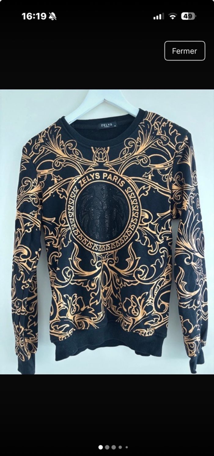 Pull ZELYS Paris - Noir & Or - Taille M unisexe M / 38 / 10 • Très bon état • Coton - photo numéro 5