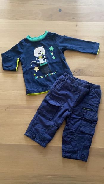 Ensemble manches longues et pantalon doublé bleu orchestra bébé 6 mois