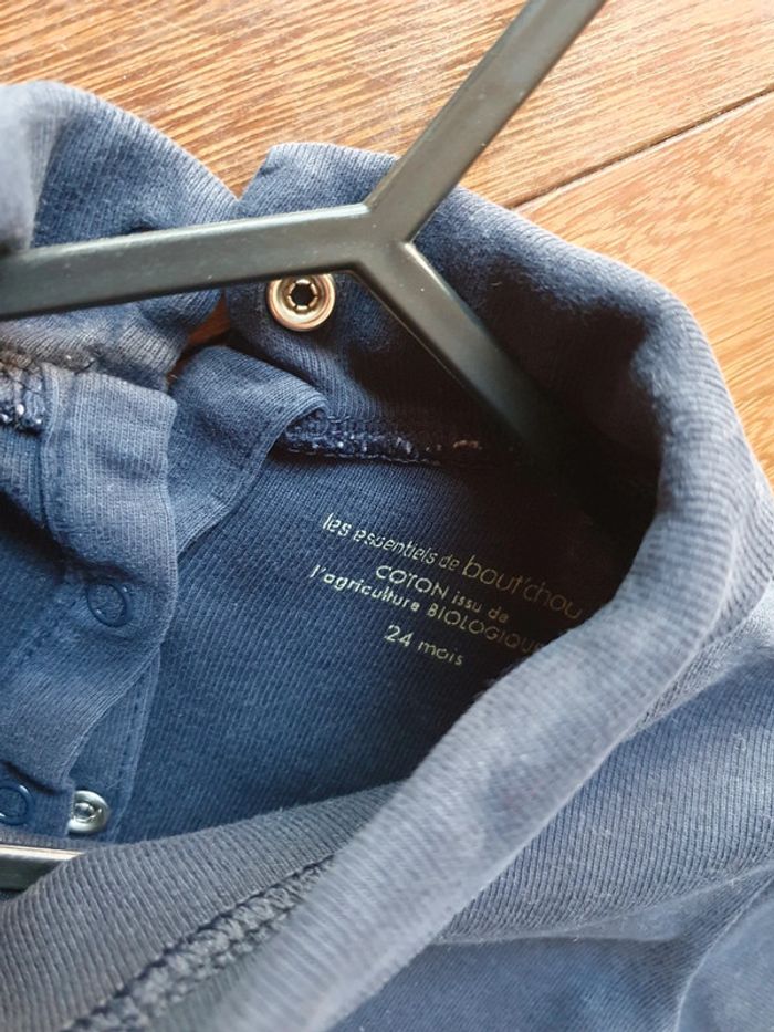 Sous-pull col roulé bleu 24 mois 2 ans Oeko-Tex - photo numéro 3