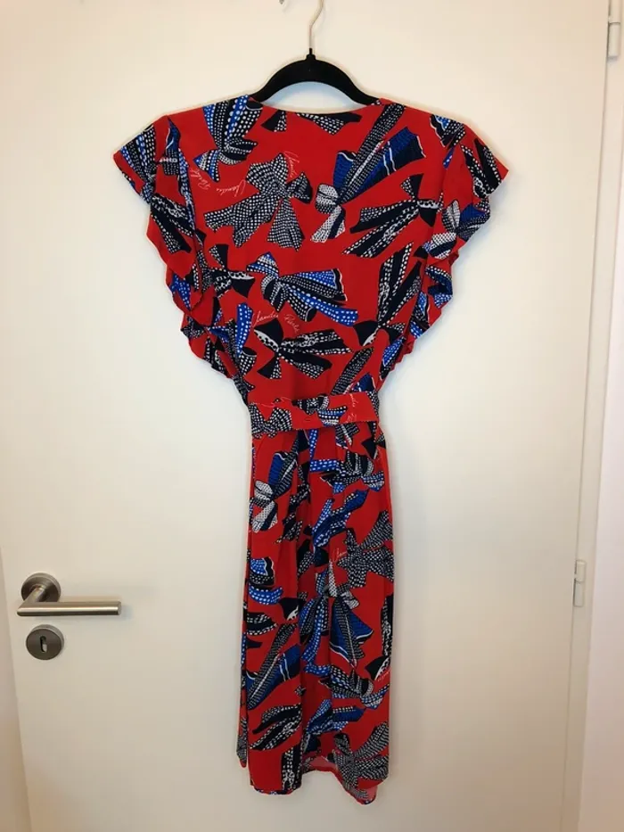 Robe à volants rouges à motifs noeuds Claudie Pierlot taille 38 - photo numéro 14